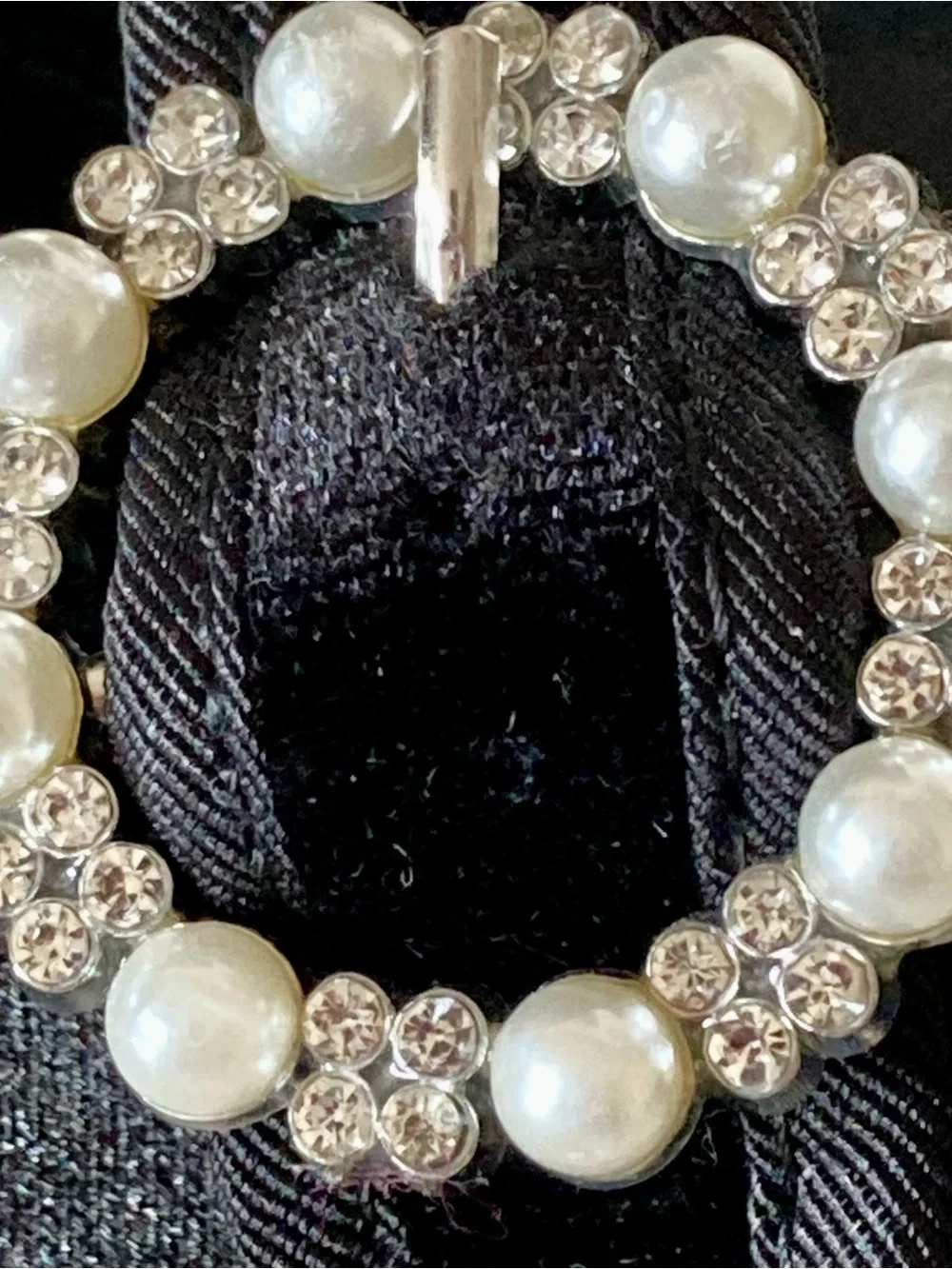 NWT Juicy Couture Black Velvet Mary Jane Flats with Pearl-Embellished Buckle